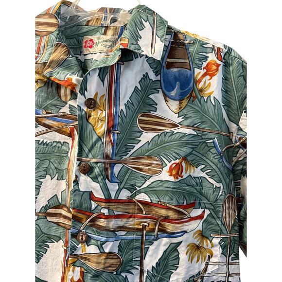 Hilo Hattie button up Hawaiian palm tropical men Shirt - M short sleeve - Picture 3 of 10